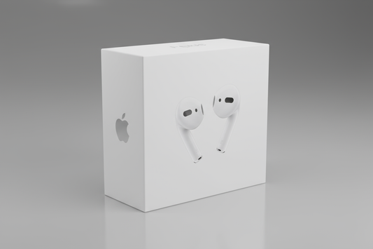 the airpod box has just the buds no case on the front and an apple loge on the side make it 3d like that